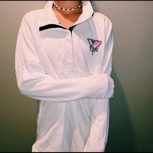 PINK white half zip sweatshirt